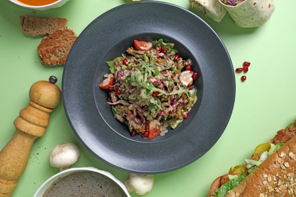 Separate bowl components showing crisp, chewy, creamy, and contrasting textures